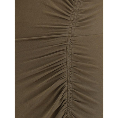 Close-up of Marant Etoile Green Modal Casual Dress showing elegant draping and front gathers, made of solid-color jersey.