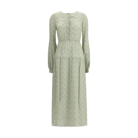Kristina Ti Silk long Dress with foliage print KR-KAL0094TI0293VE2-IT40 | M