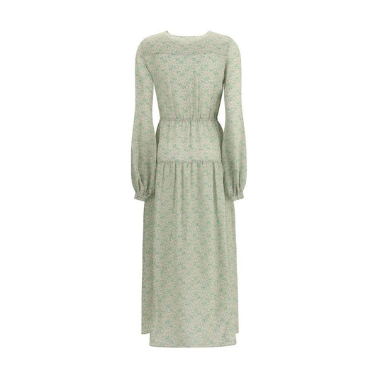 Kristina Ti Silk long Dress with foliage print KR-KAL0094TI0293VE2-IT40 | M