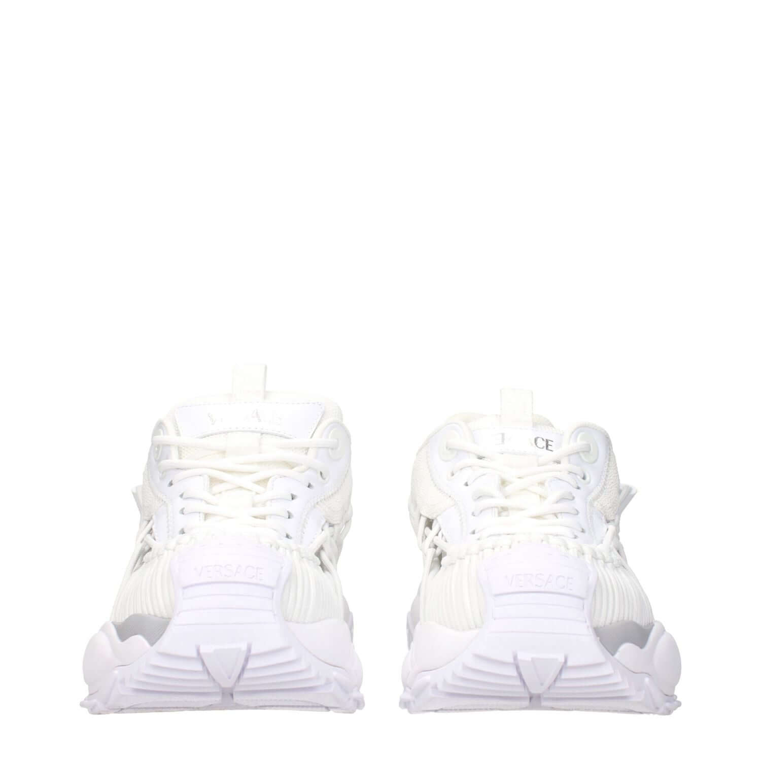 Versace White Leather Athletic Sneakers