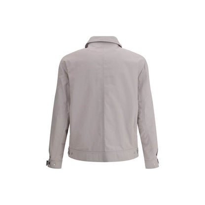 Back view of Brunello Cucinelli White Polyamide Coat featuring classic collar and functional design.