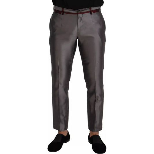 Dolce & Gabbana Gray Silk Metallic Men Dress Trouser Pants PAN73329-48