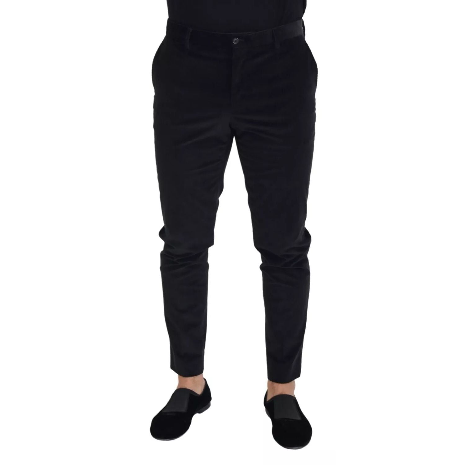 Dolce & Gabbana Black Stretch Cotton Slim Trousers Chino Pants
