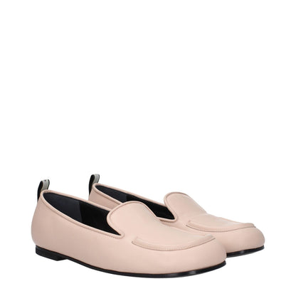Premiata Pink Leather Slip-On Loafers with nude accents, leather sole, round toe, and low flat heel. MPN PELLEM6705NUDE.