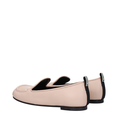 Premiata Pink Leather Slip-On Loafers with round toe and leather sole, featuring black back logo, design by Premiata, MPN PELLEM6705NUDE.