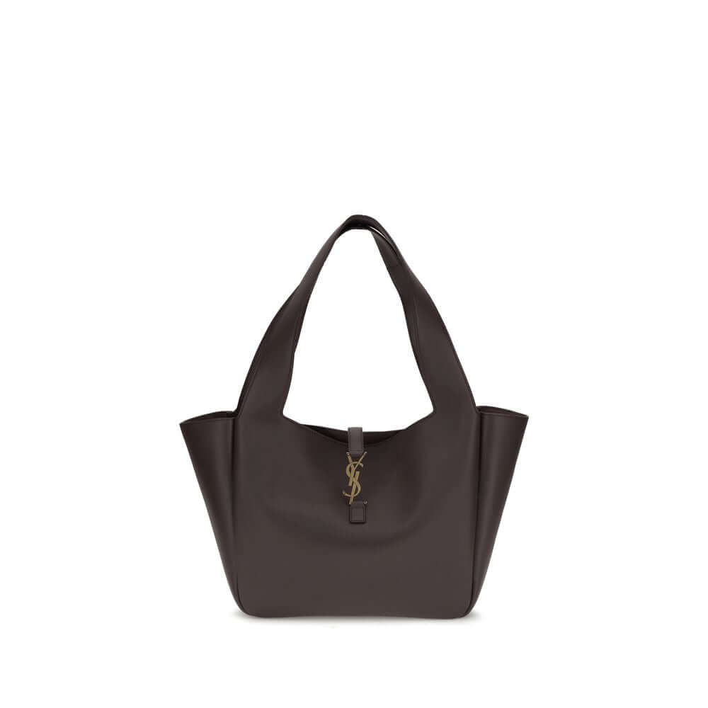 Saint Laurent Brown Lamb Ovis Aries Aries Shoulder Bag with Cassandre detail in grained leather.