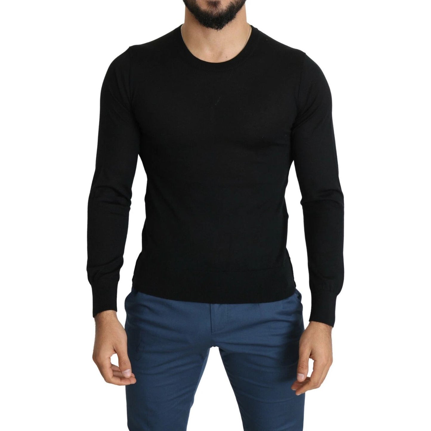 Dolce & Gabbana Black Cashmere Crewneck Pullover Sweater TSH5561-44