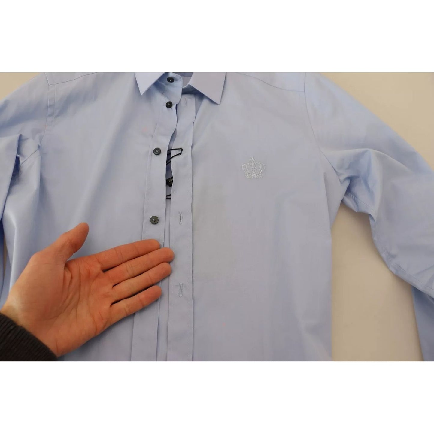 Dolce & Gabbana Light Blue Cotton Slim Fit Dress Shirt