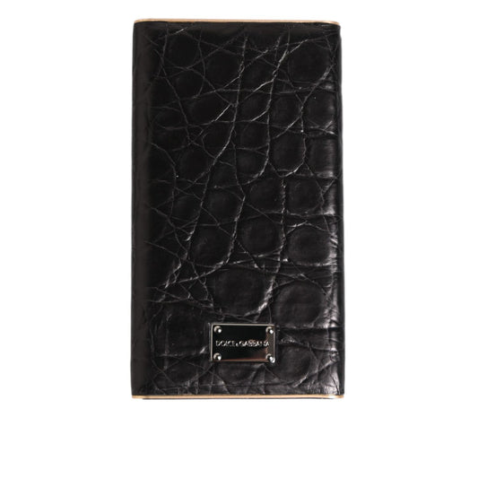 Dolce & Gabbana Black Leather Exotic Skin 3000mAh Power Bank Charger USB SMY10711