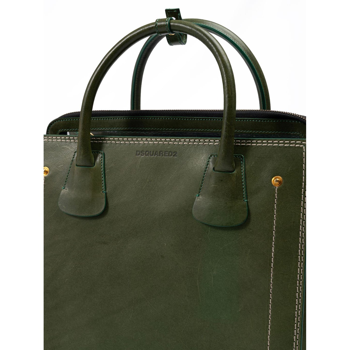 Dsquared² Green Leather Tote Bag
