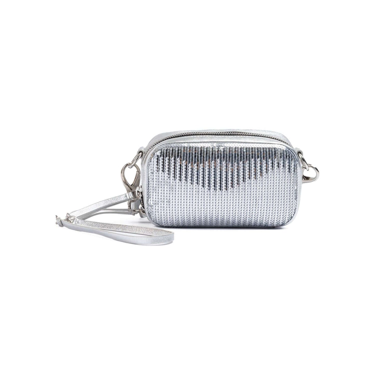 Dsquared² Silver Paillettes and Leather Clutch Bag DS210825-7