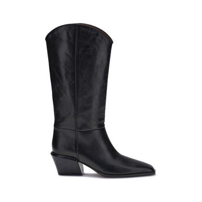 Paris Texas Black Calf Leather Bos Taurus Ankle Boots