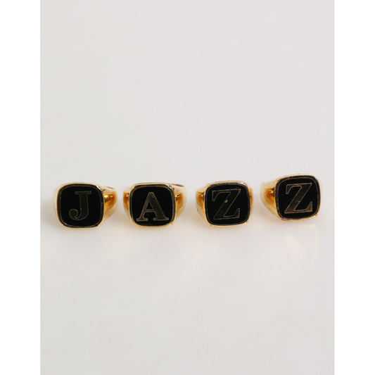 Dolce & Gabbana Gold Tone Brass JAZZ Letter Set 4 Pieces Adjustable Ring SMY10669