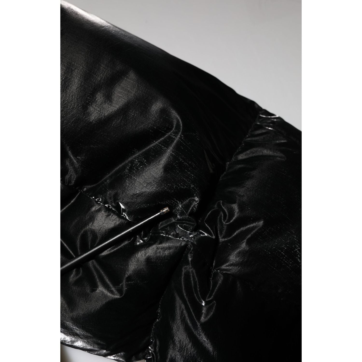 Dolce & Gabbana Black Logo Full Zip Hooded Quilted Jacket