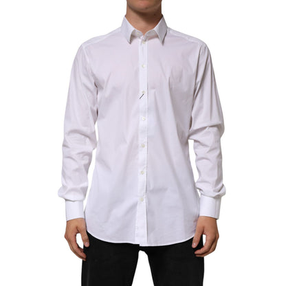 Dolce & Gabbana White Cotton GOLD Long Sleeves Formal Shirt