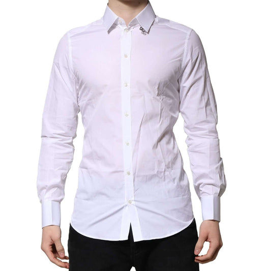 Dolce & Gabbana White Cotton GOLD Long Sleeves Formal Shirt TSH91341-39