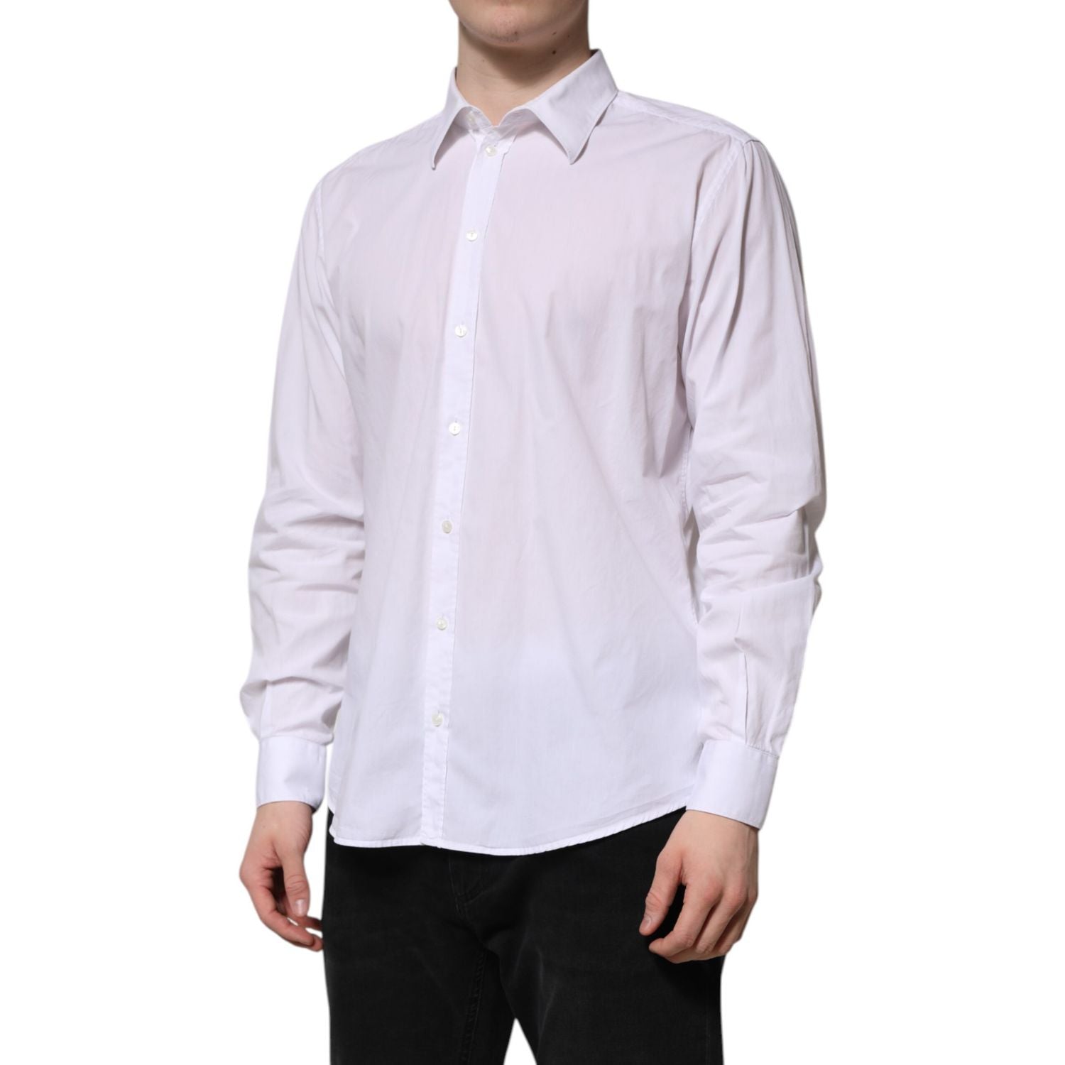 Dolce & Gabbana White Cotton STAFF Long Sleeves Forma Shirt