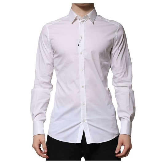 Dolce & Gabbana White Cotton GOLD Long Sleeves Formal Shirt TSH906710-37