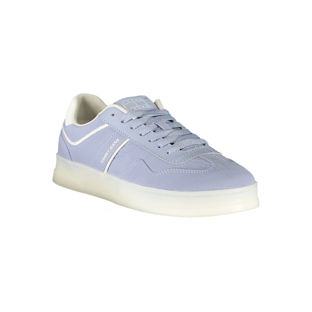 Tommy Hilfiger Blue Leather Women Sneaker with white accents, luxurious design for style and comfort.