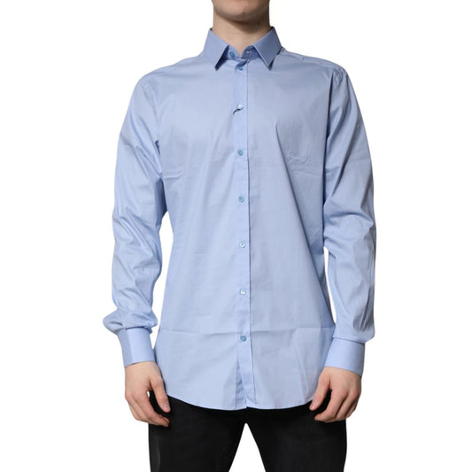 Dolce & Gabbana Light Blue Cotton GOLD Dress Formal Shirt TSH878533-42