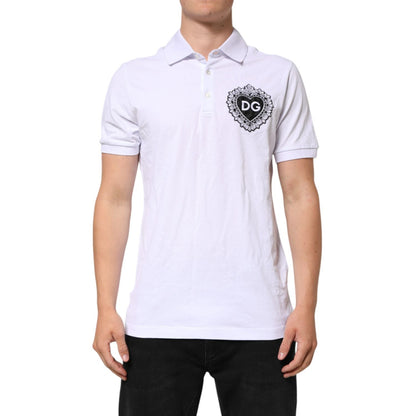 Dolce & Gabbana White Cotton DG Heart Logo Embroider T-shirt