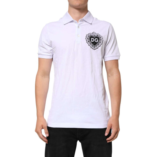 Dolce & Gabbana White Cotton DG Heart Logo Embroider T-shirt
