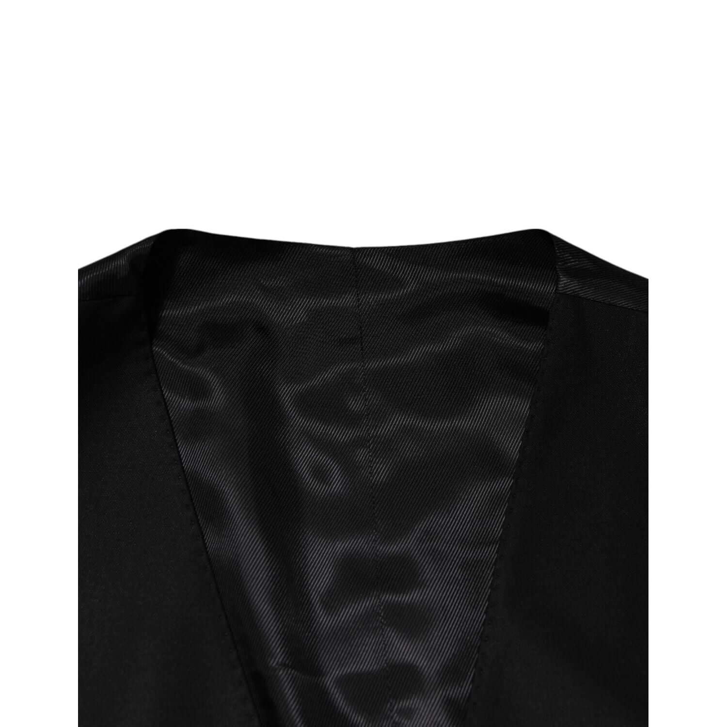 Dolce & Gabbana Black Wool Dress Formal Men Waistcoat Vest