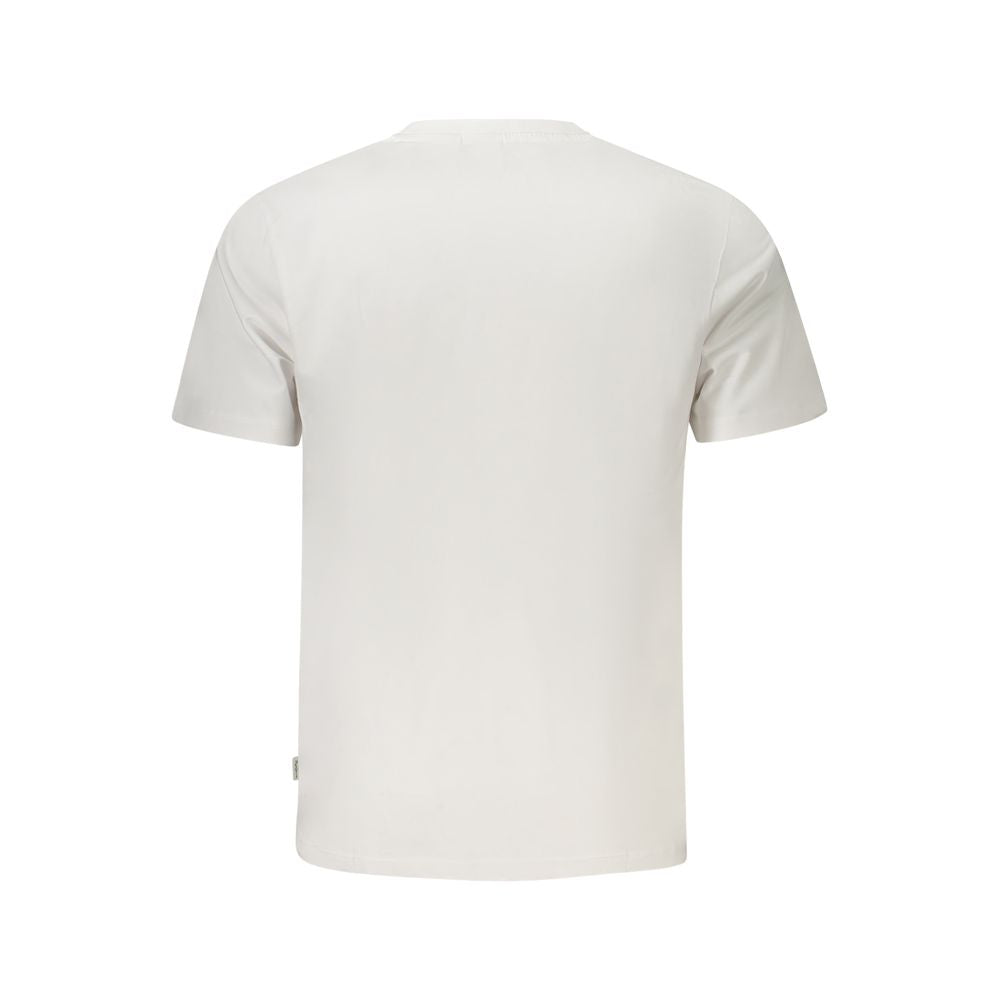Back view of Pepe Jeans White Cotton Men T-Shirt, showcasing the minimalistic design and short sleeves in premium organic cotton.