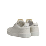 Dolce & Gabbana White Miami Leather Low Top Sneakers Shoes with minimalist design and rubber sole, showing rear view.