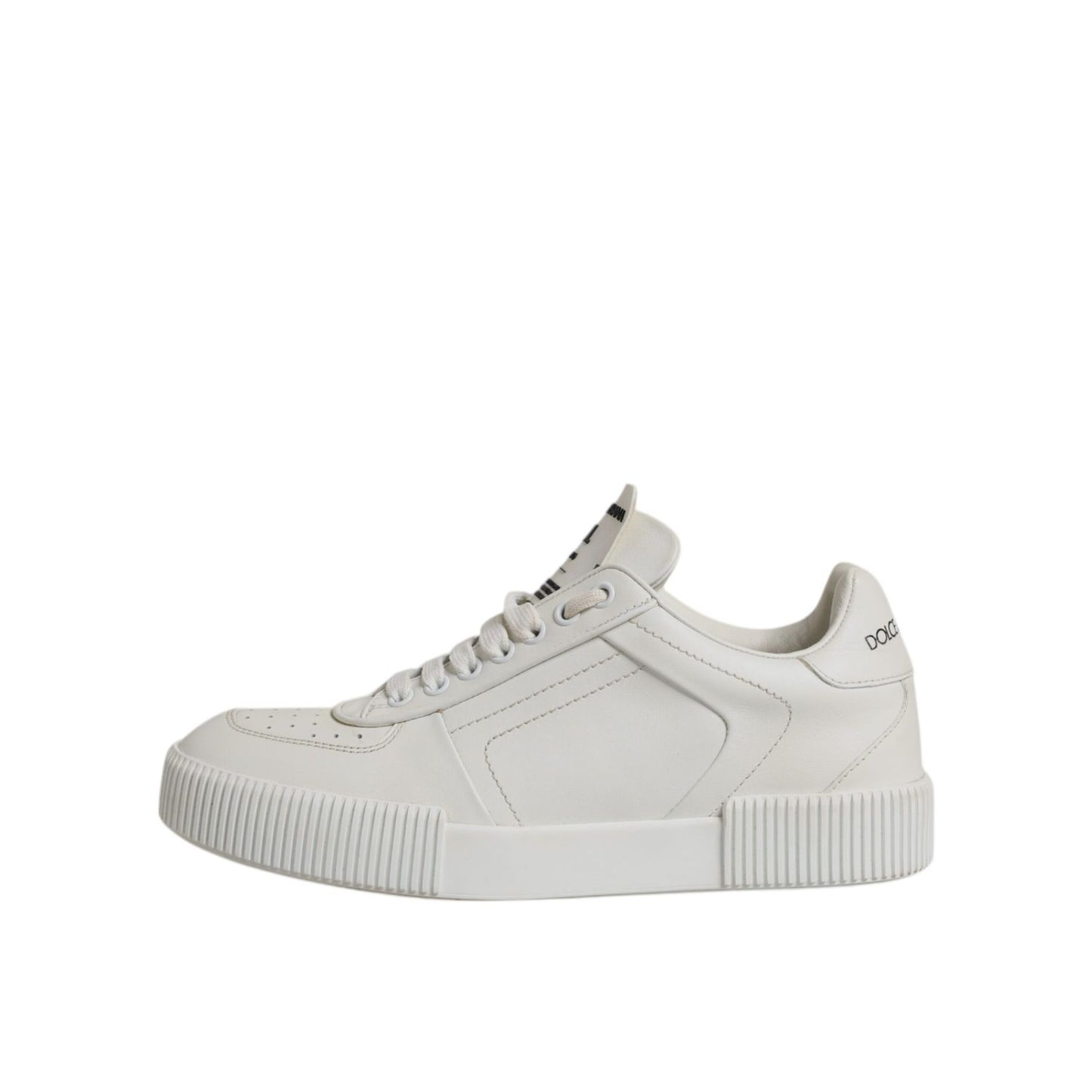 Dolce & Gabbana White Miami Leather Low Top Sneakers Shoes with minimalist design and rubber sole
