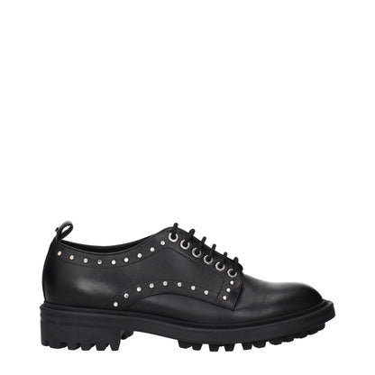 Max Mara Black Leather Oxfords And Derbies with studs and back detail, MPN 552607226001, code F84147, lace up and monkstrap design.