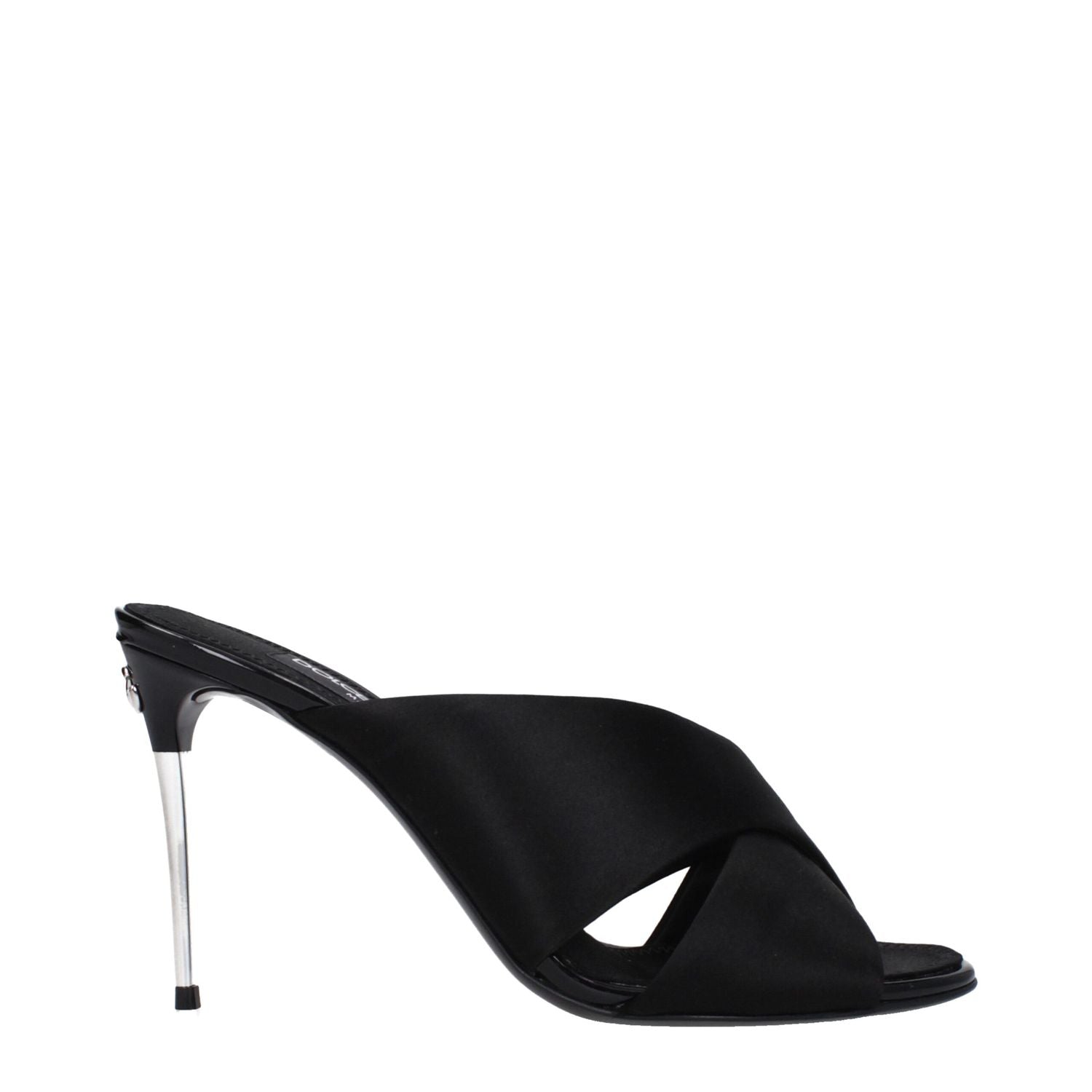 Dolce & Gabbana Black Satin Stiletto Heel Sandals