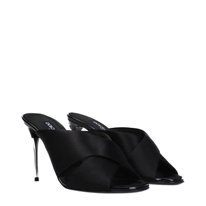 Dolce & Gabbana Black Satin Stiletto Heel Sandals, open toe, high heel, 9.5 cm, leather sole, MPN CR1738AV7998B956.