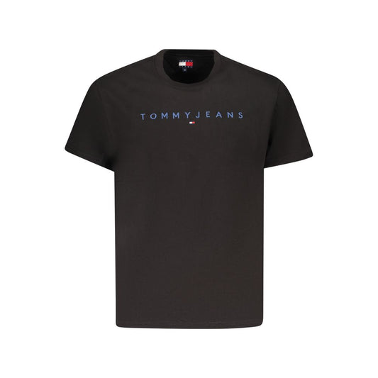 Tommy Hilfiger Black Cotton Men T-Shirt with logo, eco-friendly fashion for modern style.