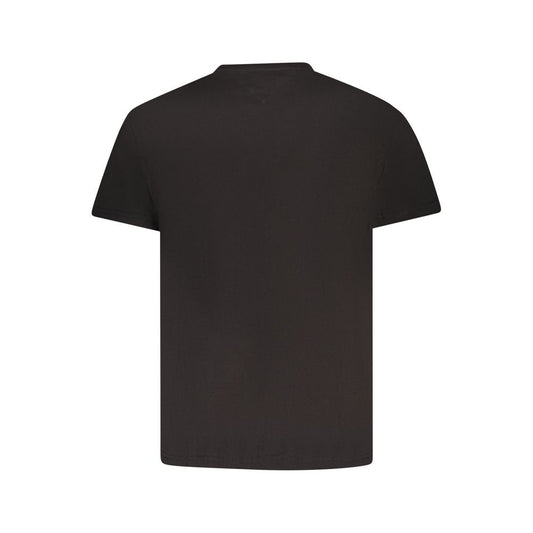 Tommy Hilfiger Black Cotton Men T-Shirt back view with short sleeves and iconic logo, perfect for a trendy and eco-conscious wardrobe.