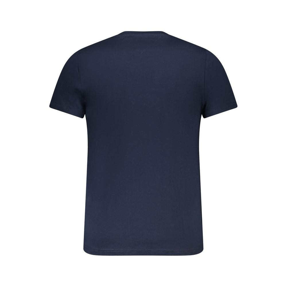 Back view of Tommy Hilfiger Blue Cotton Men T-Shirt showcasing design and color.