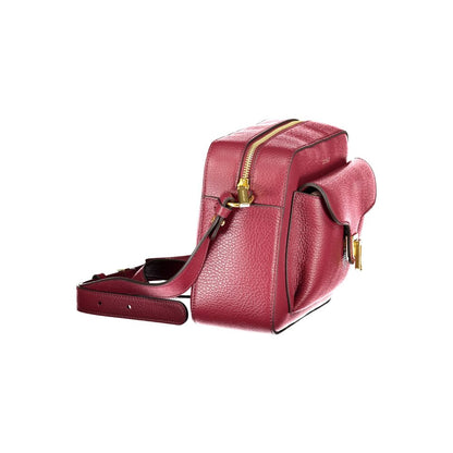 Coccinelle Purple Leather Women Handbag, crafted in Italy with adjustable strap and stylish pockets for elegance and practicality.