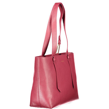 Coccinelle Purple Leather Women Handbag with shoulder handles and zip closure, perfect blend of style and functionality.