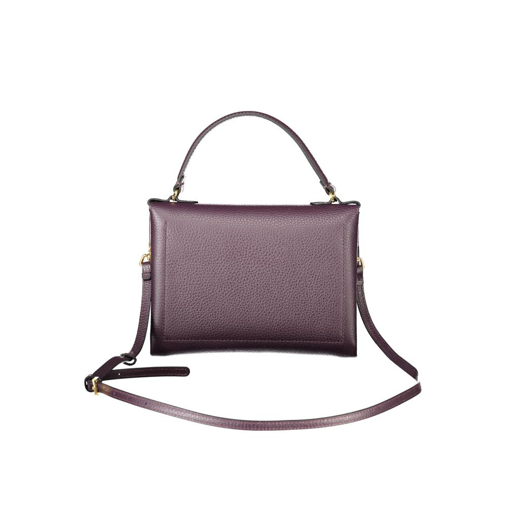 Coccinelle Purple Leather Women Handbag with single handle and adjustable strap, showcasing Italian elegance and exquisite craftsmanship.