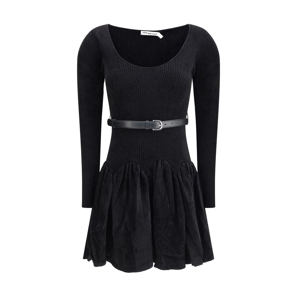 Self-Portrait Chenille knit Dress SE-AW25029SBBLACK-M