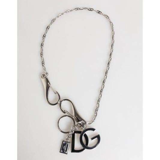 Dolce & Gabbana Silver DG Logo Key Holder Keychain Bag Charm Keyring SMY11021