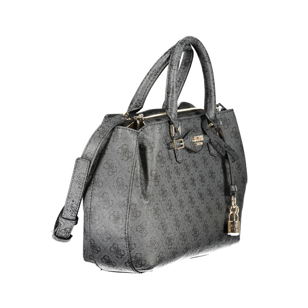 Guess Jeans Black Polyethylene Women Handbag with handles and strap, featuring ample storage and trendy contrasting details.