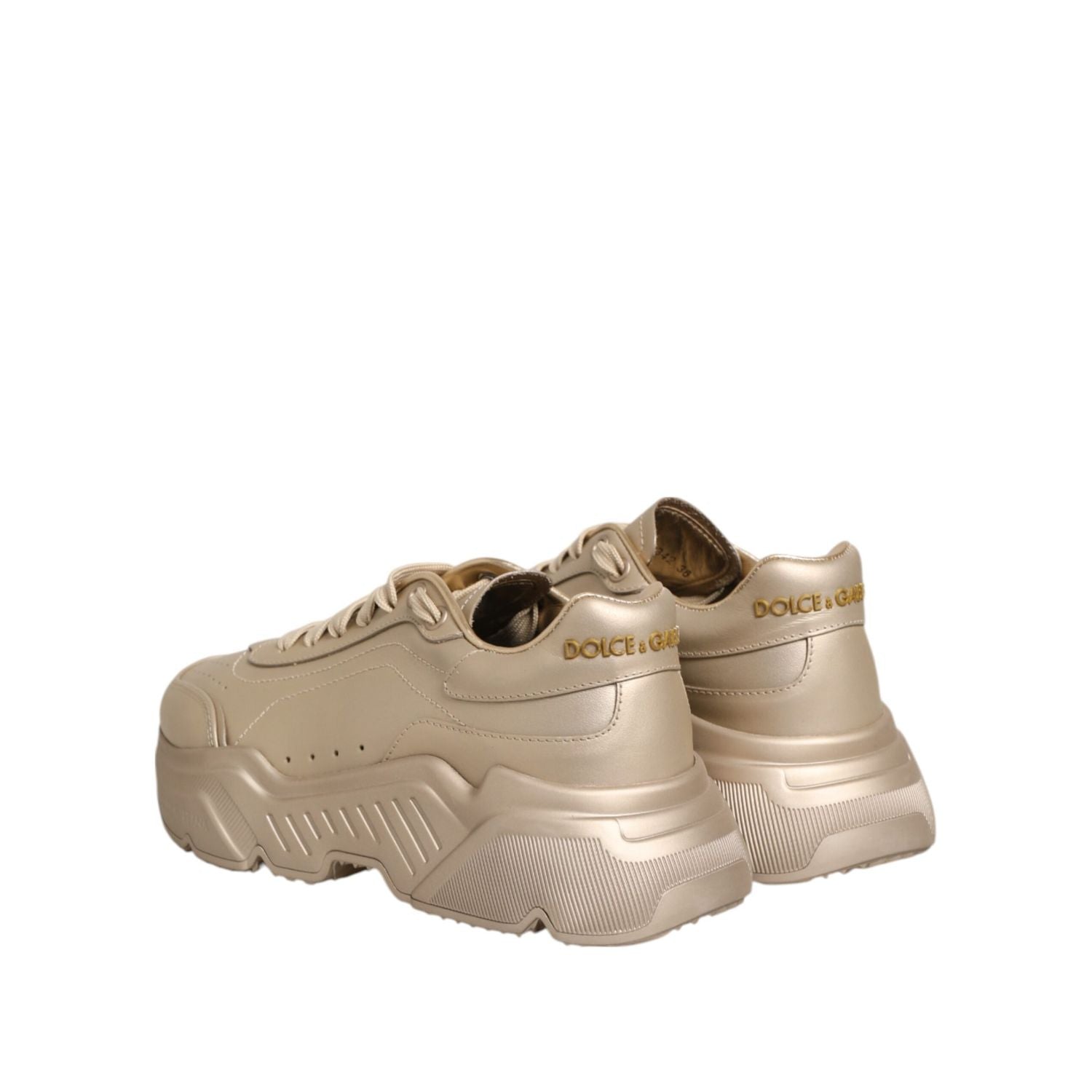 Dolce & Gabbana Gold Leather Daymaster Women Sneaker Shoes