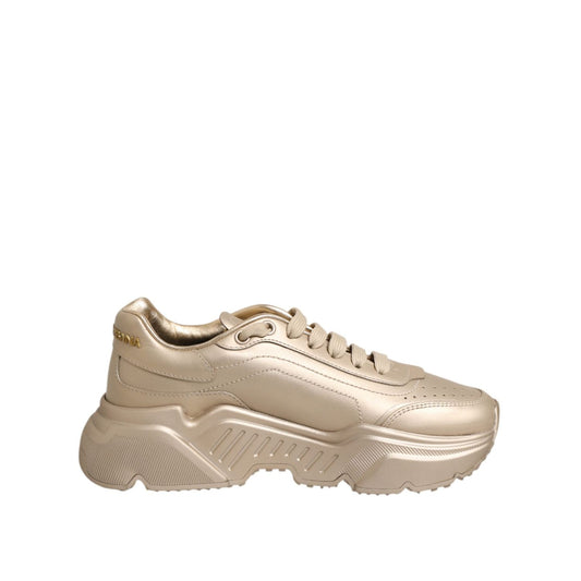 Dolce & Gabbana Gold Leather Daymaster Women Sneaker Shoes LA12887-36