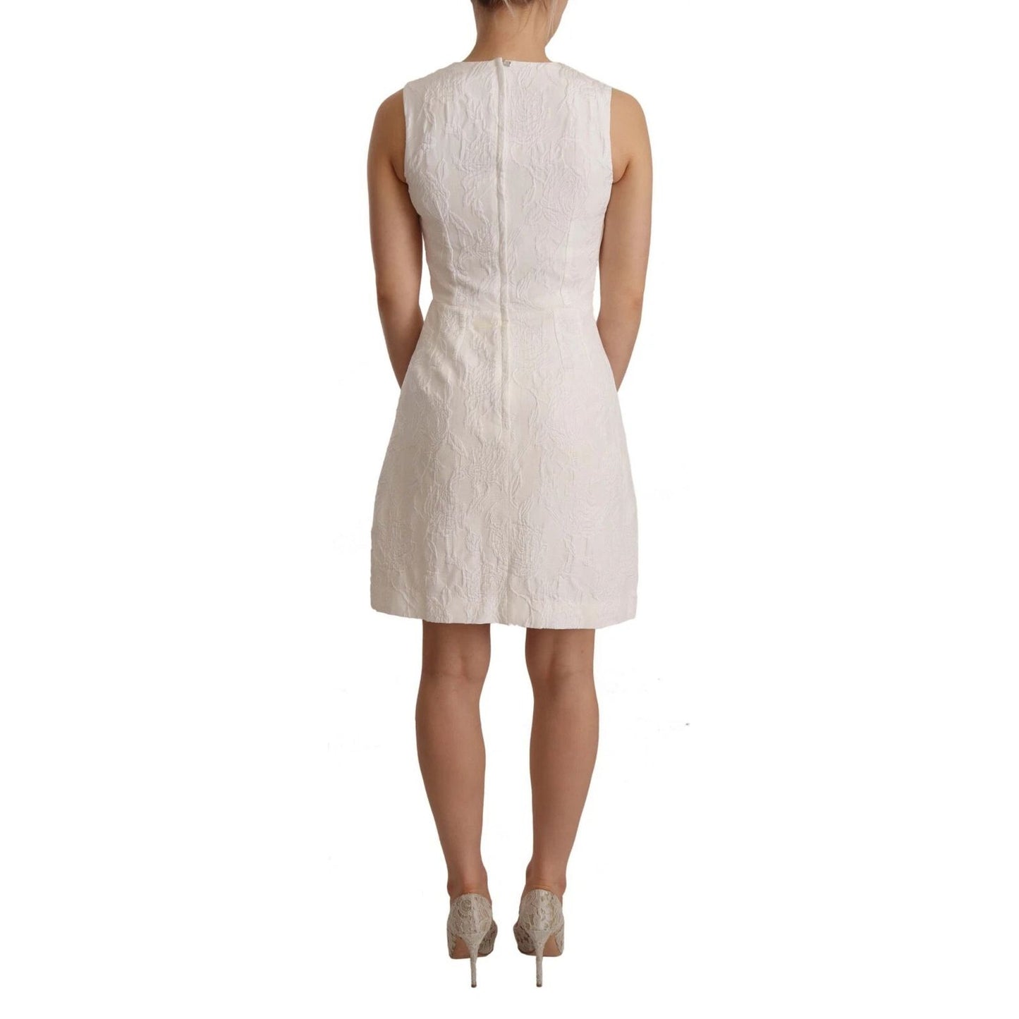 Dolce & Gabbana White Floral Sleeveless Sheath Mini Dress