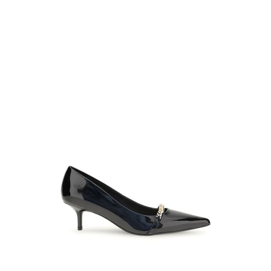 PINKO Black Calf Leather Bos Taurus Mid Heel Pumps