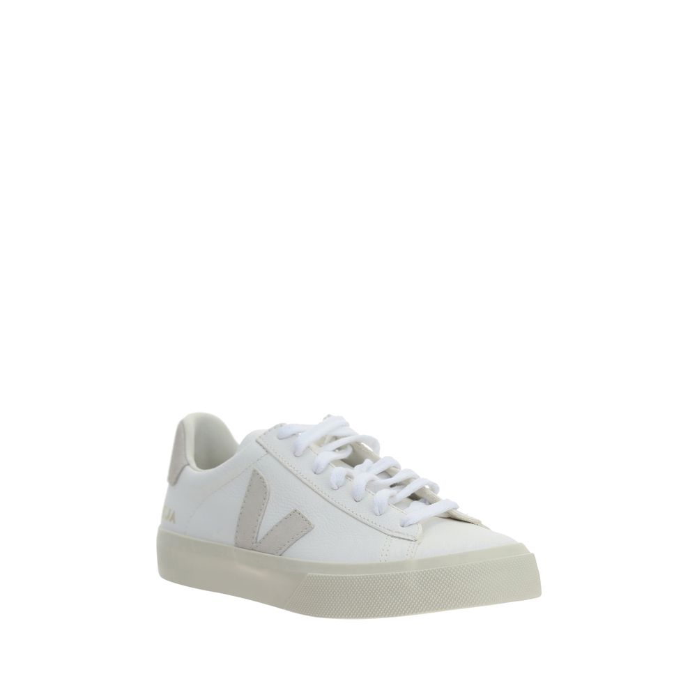 Veja White Calf Leather Bos Taurus Low Top Sneakers with V logo, contrasting heel details, and lace-up closure for AW25 style.