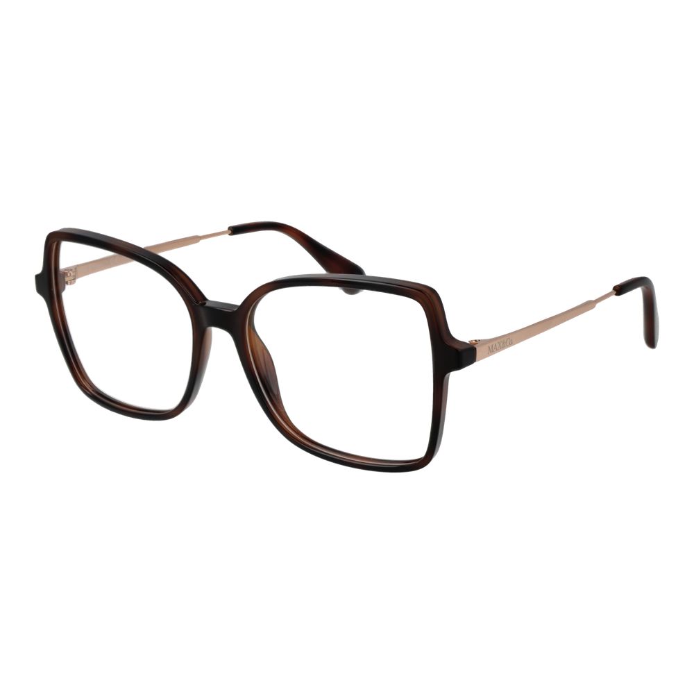 Max & Co Brown Women Glasses Frame in stainless steel, full-rim square style, includes branded case, size 55-16-140.