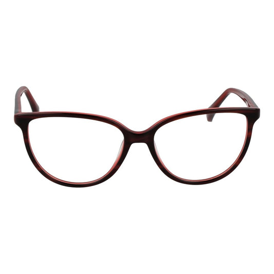 Max Mara Burgundy Women Glasses Frame, full-rim cat eye style with demo lenses, 54-15-140 size, acetate material, burgundy color.