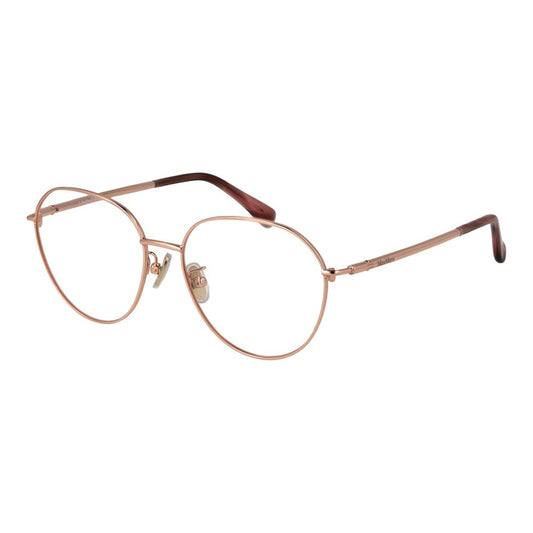 Max Mara Rose Gold Women Glasses Frame with metal full-rim style and demo lenses, size 54-16-135, shown in rose gold color.